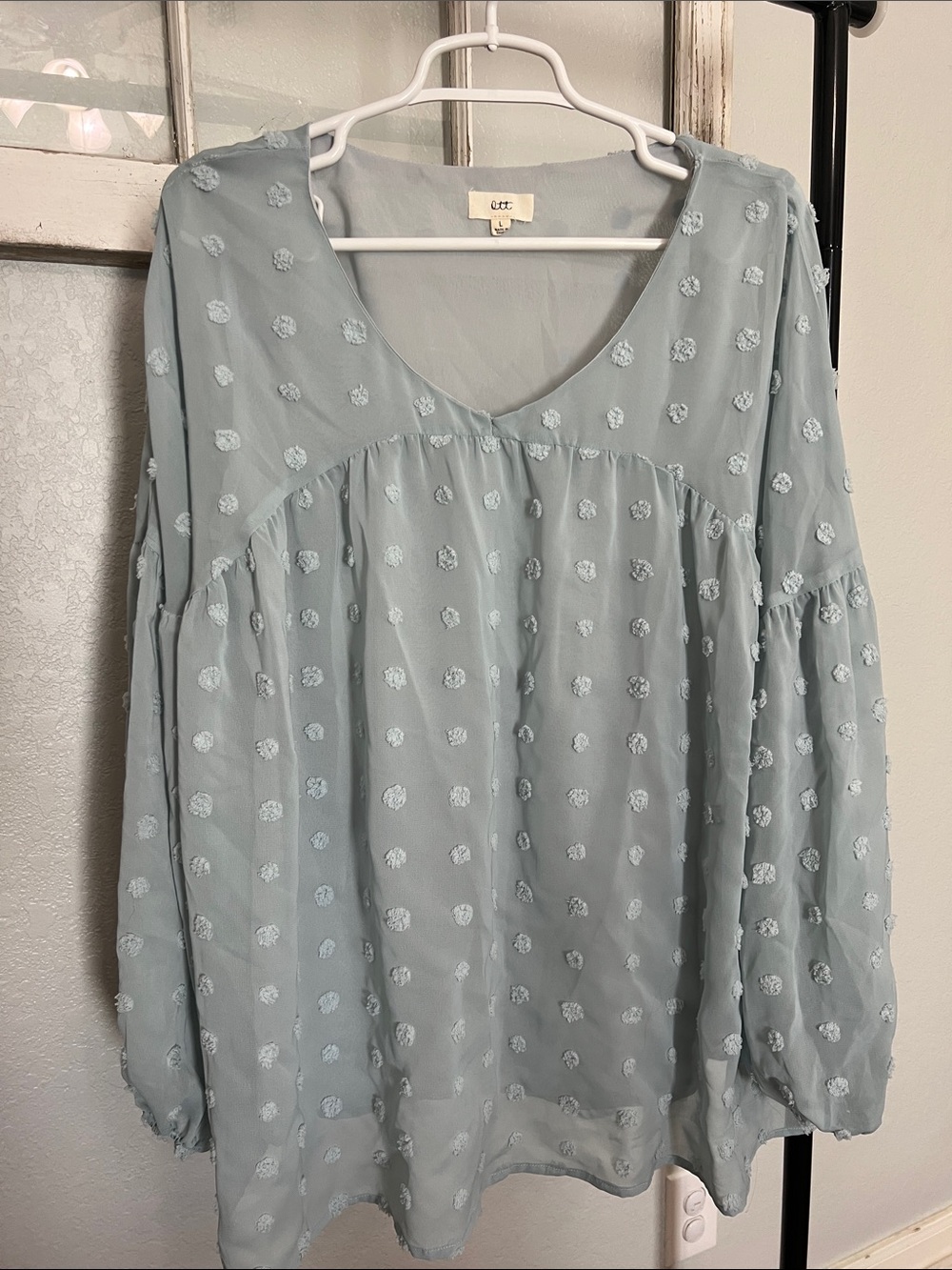 Soft Textured Pale Blue Swiss-Dot Tunic by Ott